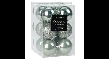 Kerstballen - 24x - kunststof - mint groen - 6 cm
