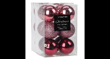 Kerstballen - 24x - kunststof - roze - 6 cm