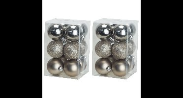 Kerstballen - 48x - champagne - 6 cm - kunststof - onbreekbaar - kerstversiering