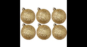 Kerstballen - 6x st - goud - glitters - D8 cm - kunststof - kerstversiering