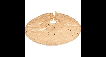 Kerstboomrok - champagne/goud - 90 cm - polyester - kleine sterren opdruk - rond
