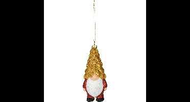 Kersthanger gnome/dwerg/kabouter - kunststof - 12,5 cm - gele muts