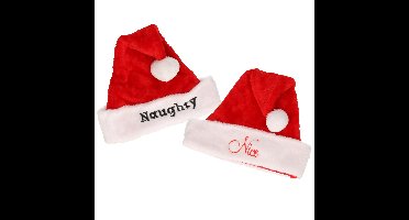 Kerstmutsen set - Nice en Naughty - voor volwassenen - pluche