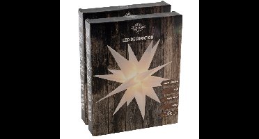 Kerstster lampion - Set van 2x stuks - verlicht - wit - 35 cm - kunststof - batterij - kerstverlicht