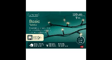 Kerstverlichting - 120 led lampjes - warm wit - 9 meter - zwart snoer - lichtsnoer