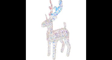 Kerstverlichting figuur -rendier - regenboog gekleurd- 24 x 8 x 37 cm - 50 leds - warm wit