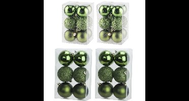 Kerstversiering set kerstballen appelgroen 6 en 8 cm - 36x stuks