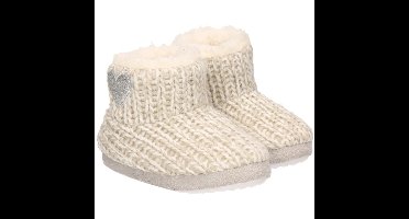 Kinder sloffen/pantoffels met hart - hoog model - lichtgrijs - maat 29-30