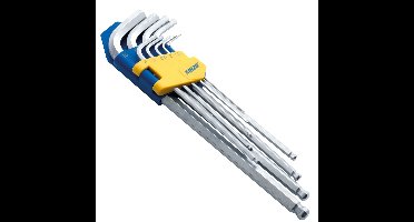 Kinzo gereedschap kogel Inbussleutelsset - 9-delig - metaal - aan ringen