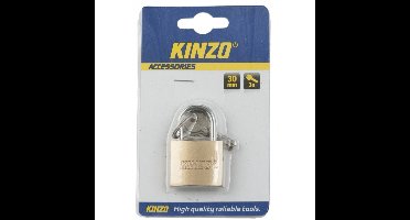 Kinzo Hangslot van metaal - 30 mm - met 3 sleutels - messing