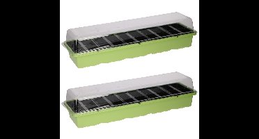 Kinzo Kweekbak - 2x - Zaaibak - met 20 vakjes - transparante deksel - 53 x 14 x 8 cm - Moestuin