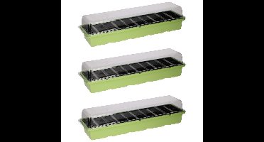 Kinzo Kweekbak - 3x - Zaaibak - met 20 vakjes - transparante deksel - 53 x 14 x 8 cm - Moestuin
