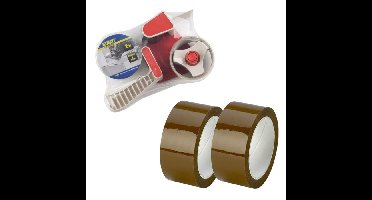 Kinzo Tape dispenser - inclusief 6x rollen dik verpakkings tape - 5 cm x 66 meter