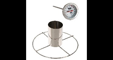 Kiprooster/kippengrill voor de barbecue/BBQ/oven RVS 20 cm met vleesthermometer / braadthermometer