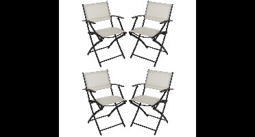 Klapstoel - 4x - beige - opklapbaar - 46 x 52 x 85 cm - staal/polyester - campingstoel/tuinstoel