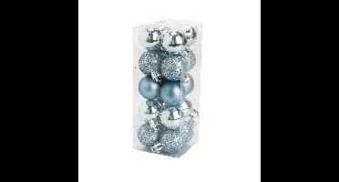 Kleine kerstballen - 20x st - ijsblauw - D3 cm - kunststof - kerstversiering