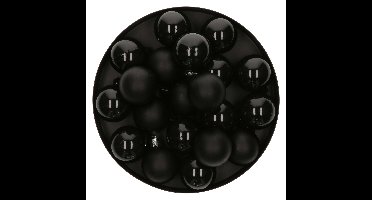 Kleine kerstballen - 20x st - zwart - 4 cm - kunststof