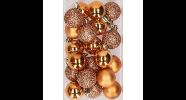 Kleine kerstballen - koper - D3 cm - kunststof - mat/glans/glitter - kerstversiering