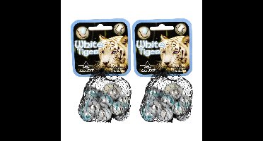 Knikkers - 42x st - Witte Tijger kleintje met bonk - glas - speelgoed