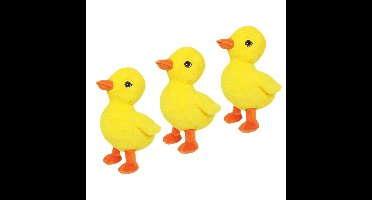 Knuffeldier Eenden kuiken - 3x - zachte pluche stof - dieren knuffels - geel - 24 cm