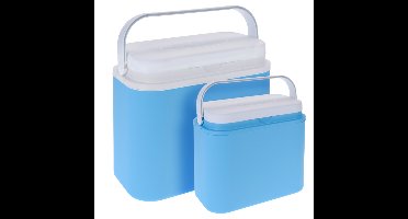 Koelboxen set - blauw - 10 en 30 liter - 2 stuks - koelboxen