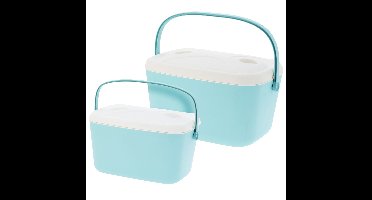 Koelboxen set - blauw - 15 en 30 liter - 2 stuks - koelboxen