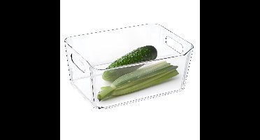 Koelkast/keuken organizer mand/bak - transparant - kunststof - L27 x B19 x H11 cm - groente lade
