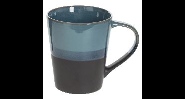 Koffiemokken Lagune - 1x stuks - Keramiek - blauw/grijs - 360 ml - 9 x 10 cm