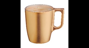 Koffiemokken Monaco - 1x stuks - Hard Glas - goud - 250 ml - 9 cm - Flashy metallic finish