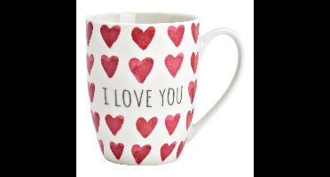 Koffiemokken MR Lover Lover - 1x stuks - Keramiek - wit/rood - 300 ml - 8 x 11 cm