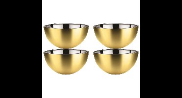 Kommetjes/schaaltjes - 4x - mat goud - RVS - D13 x 7 cm - serveerschalen