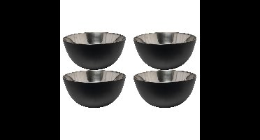 Kommetjes/schaaltjes - 4x - mat zwart - RVS - D13 x 7 cm - serveerschalen