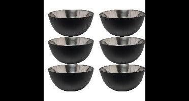 Kommetjes/schaaltjes - 6x - mat zwart - RVS - D13 x 7 cm - serveerschalen