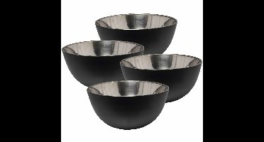 Kommetjes/schaaltjes - 8x stuks - mat zwart - RVS - D19 x 9.5 cm - serveerschalen