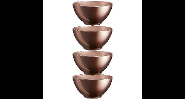 Kommetjes/schaaltjes voor dessert/ontbijt - 4x - Glas - D13 x 6 cm - Chocolade bruin