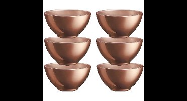 Kommetjes/schaaltjes voor dessert/ontbijt - 6x - Glas - D13 x 6 cm - koper