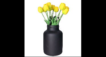 Kunstbloemen bos Tulp Tulipa - 7x - 44 cm - geel - Real Touch - kunst zijdebloemen