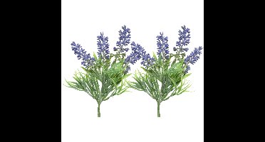 Kunstbloemen tak lavendel - 2x - paars - D7 x H26 cm