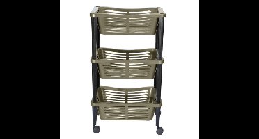 Kunststof keuken/badkamer trolley met manden - 40 x 30 x 60 cm - taupe