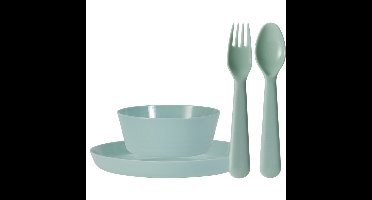 Kunststof kinderservies set - 24-delig - mintgroen - Campingservies / picknickservies