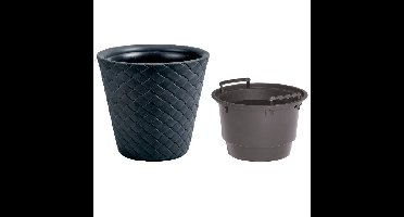 Kunststof Matuba rotan bloempot/plantenpot antraciet 50 cm inclusief binnenpot