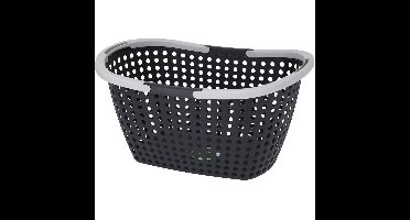 Kunststof wasmand met handvatten - zwart - 15 liter - 40 x 28 x 22 cm