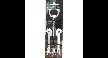 Kurkentrekker/flessenopener - RVS - zilver - 14 cm