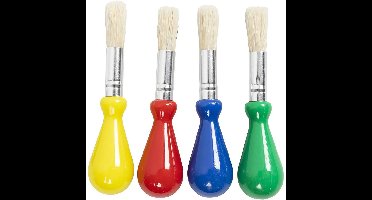 Kwasten/penselen set 4-delig - voor kinderen - schilderen hobby/knutselmateriaal