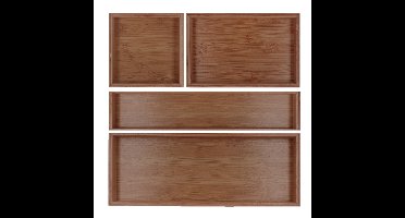 Lade bakjes/organiseer set - Tidy Smart - 4-delig - acacia hout - opbergsysteem