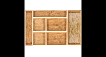 Lade bakjes/organize set - Tidy Smart - 7-delig - bamboe - 40 x 60 cm - opbergsysteem