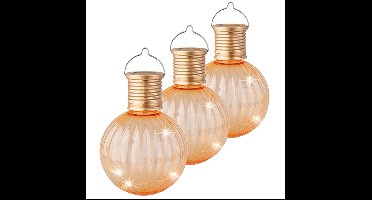 Lampion solar verlichting - 10x - oranje - 11 cm - LED