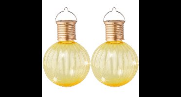 Lampion solar verlichting - 4x - geel - 11 cm - LED