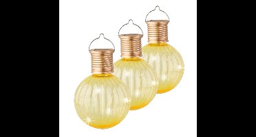 Lampion solar verlichting - 6x - geel - 11 cm - LED