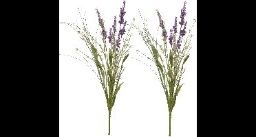 Lavendel kunsttak - 2x - kunststof - lila paars - 4 x 13 x H75 cm